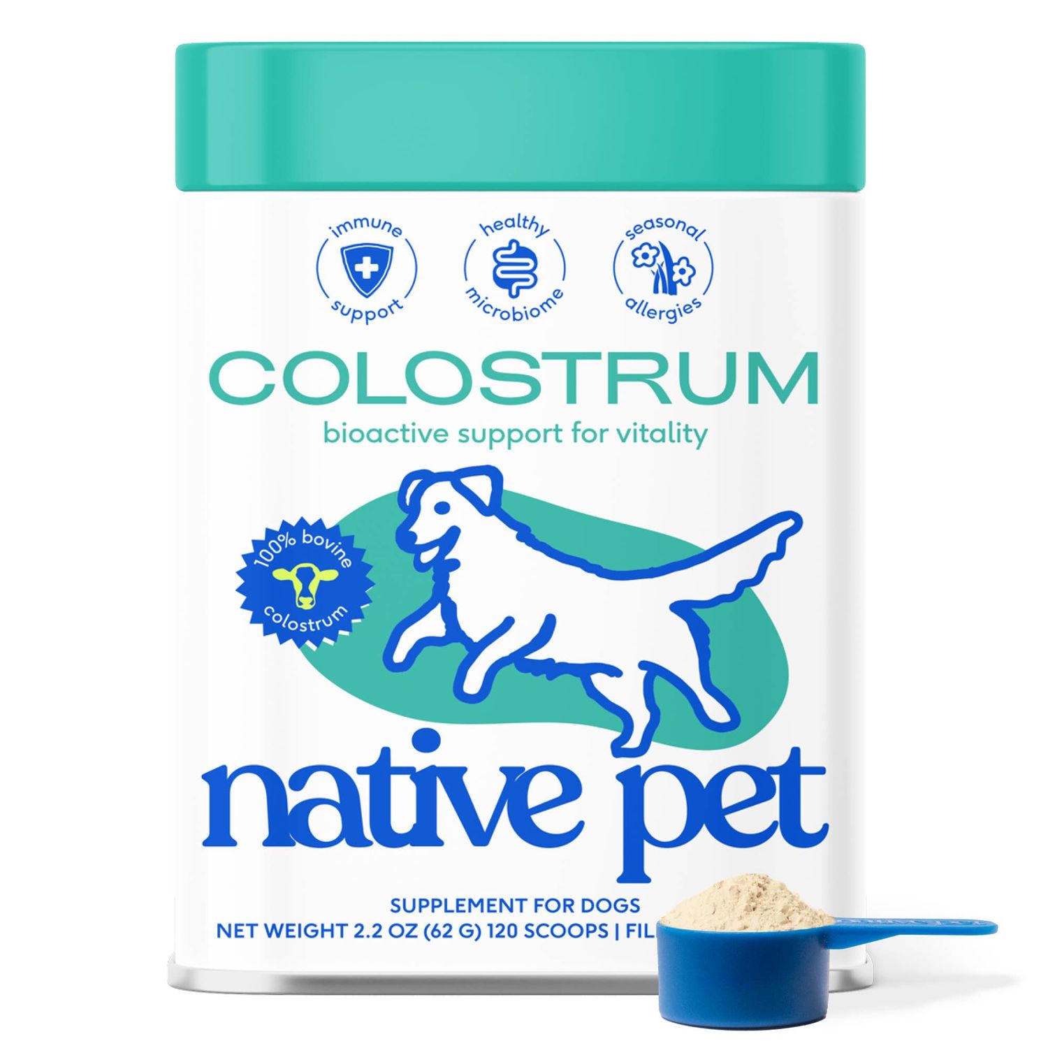 Native Pet Colostrum Immune System Powder Supplement for Dog: 120 scoops