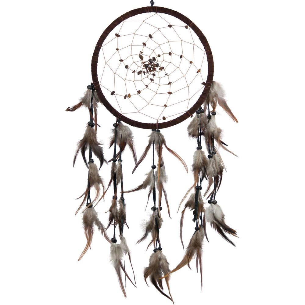 Dreamcatcher Tiger Eye Beads Spiral Web Brown (Each)