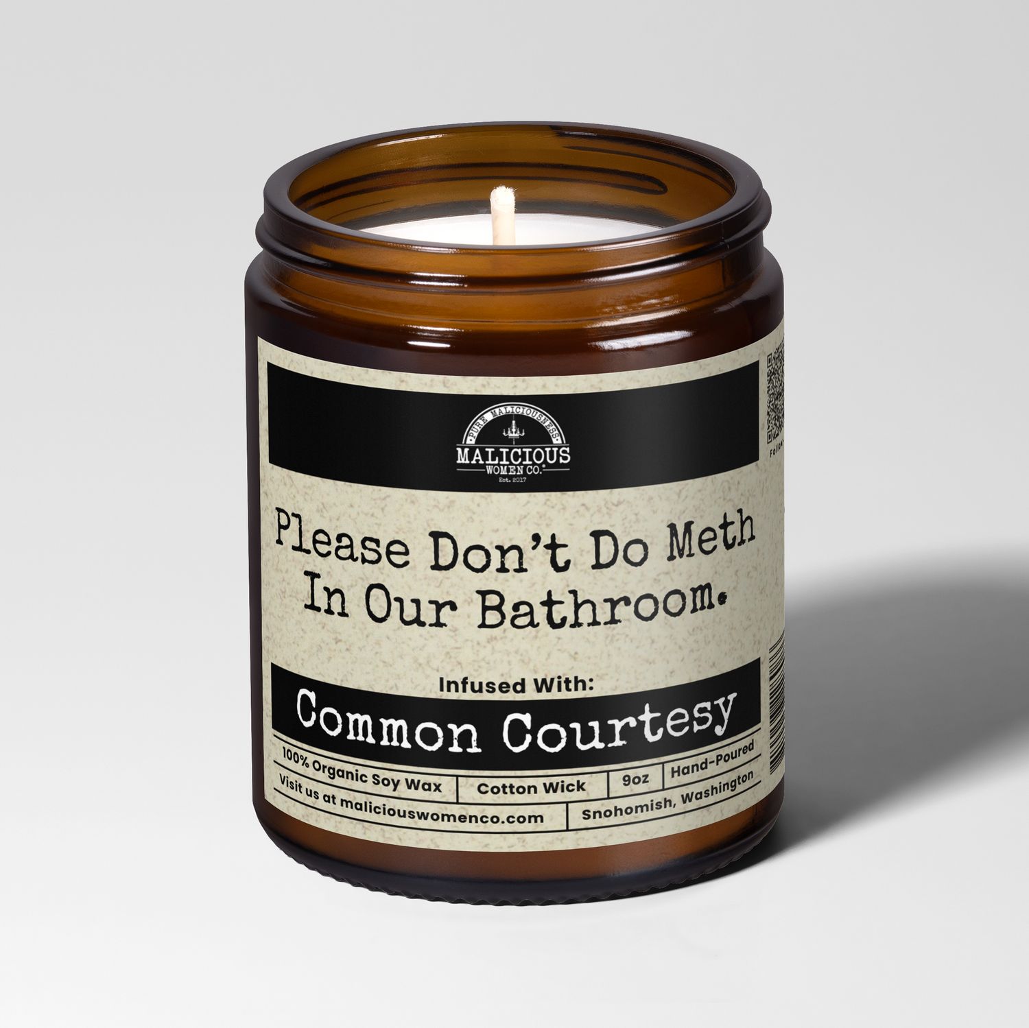 Please Don’t Do Meth In Our Bathroom | 9oz Funny Candle | Malicious Women Co