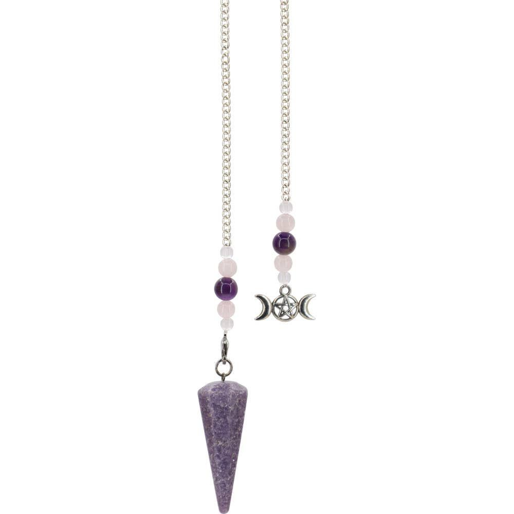 Pendulum Hexagonal Lepidolite - Triple Moon (Each)