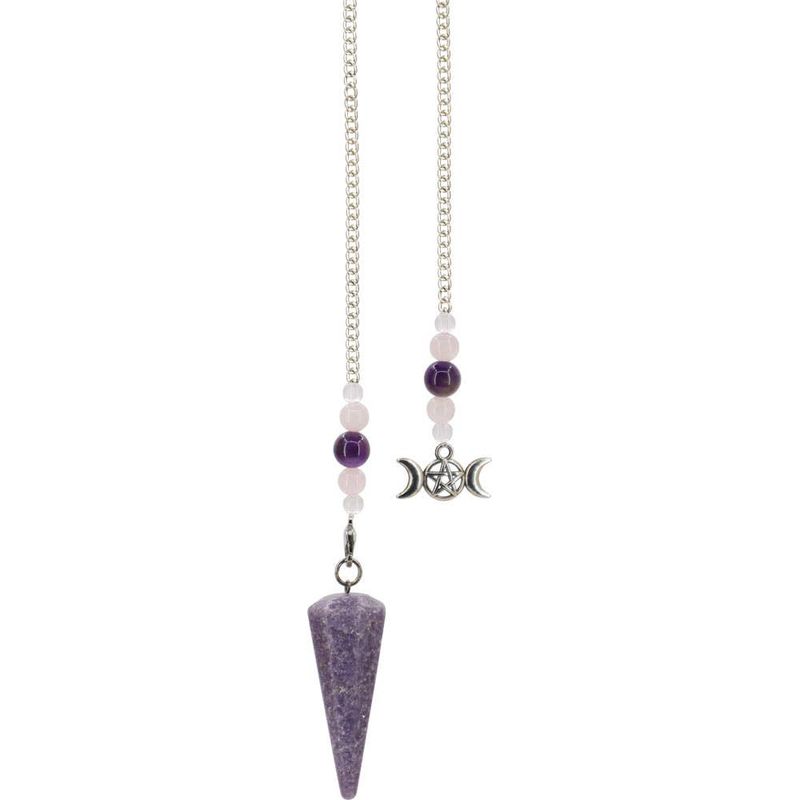Pendulum Hexagonal Lepidolite - Triple Moon (Each)