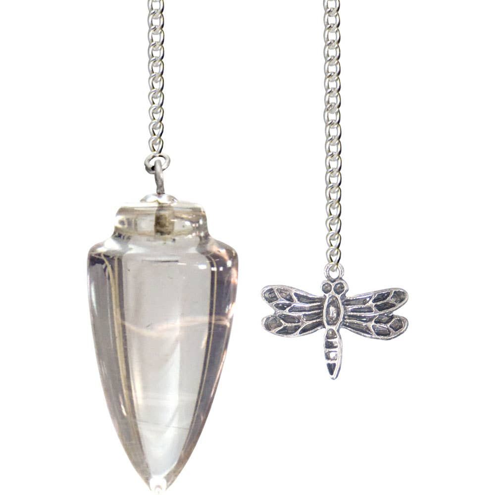 Pendulum With Dragonfly Curved Clear Quartz (Each)