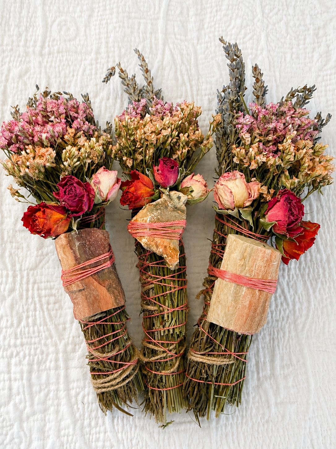 Petrified Wood Smoke Cleansing Bundle | Floral Smudge Stick 