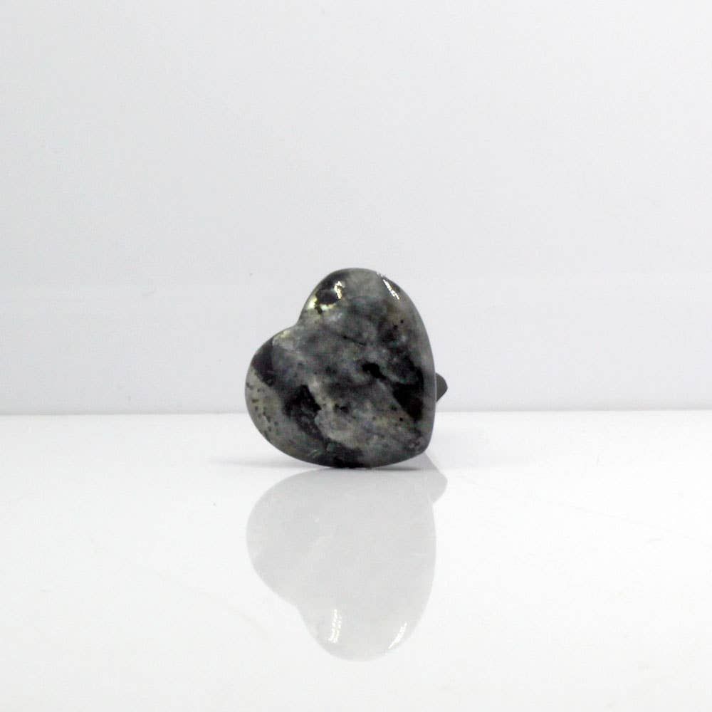 Black Labradorite Heart Gemstone Car Vent Clip 3/4"