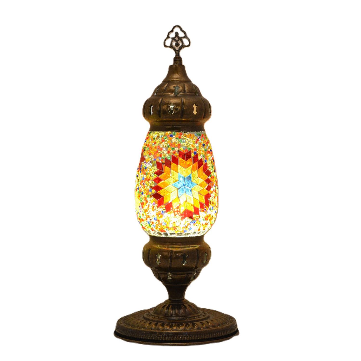 86784: 7" LANTERN MOSAIC SHADE "PEDESTAL" TABLE LAMP - LED I