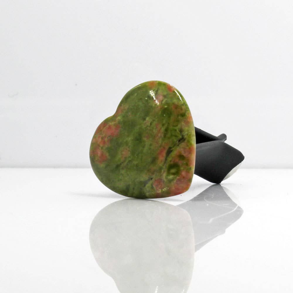 Unakite Heart Gemstone Car Vent Clip 3/4"