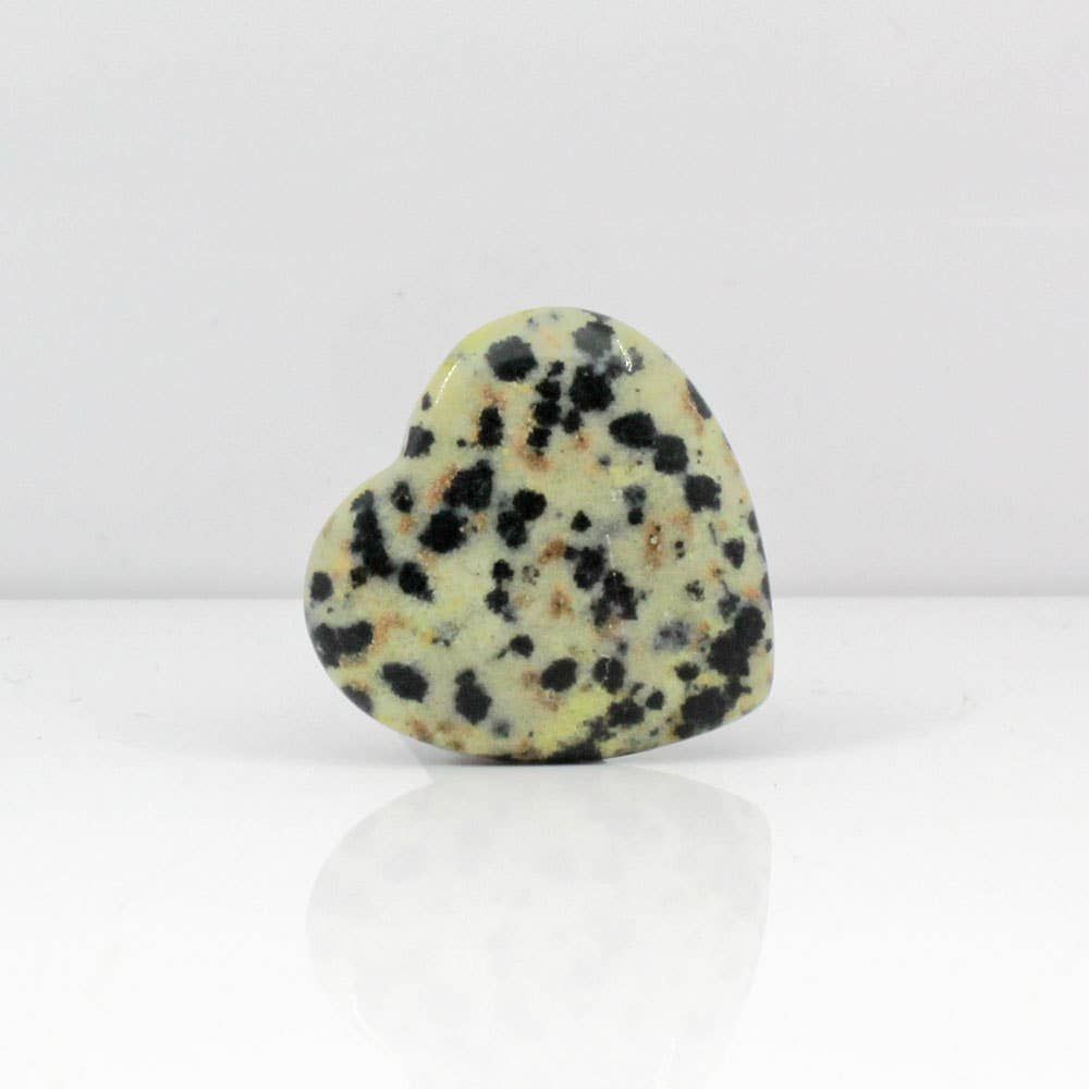 Dalmatian Jasper Heart Gemstone Car Vent Clip 3/4"
