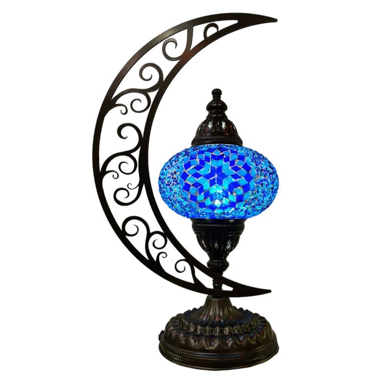 86527: 7" PRESSED MOSAIC SHADE "CRESCENT MOON" TABLE LAMP -