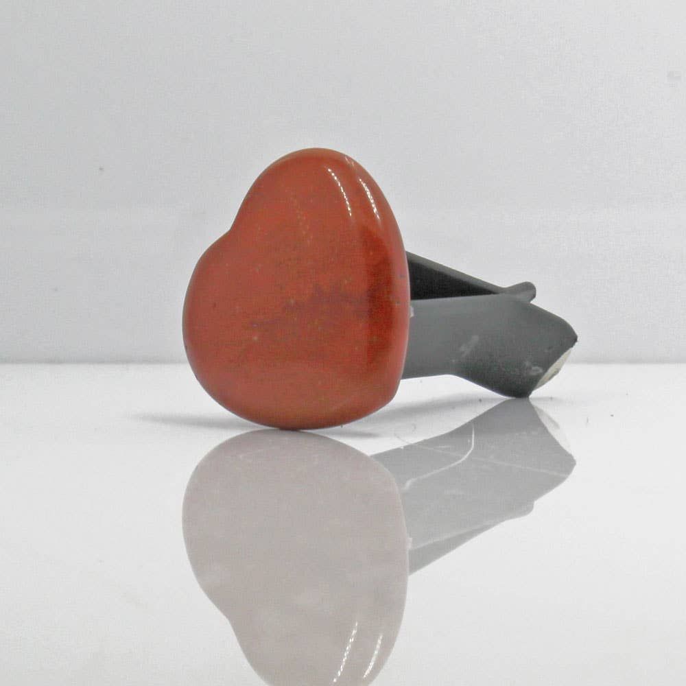 Red Jasper Heart Gemstone Car Vent Clip 3/4"