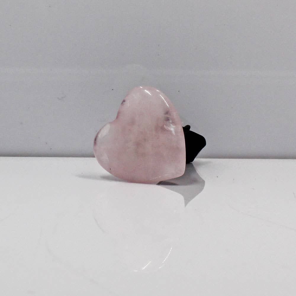 Rose Quartz Gemstone Heart Car Vent Clip 3/4"
