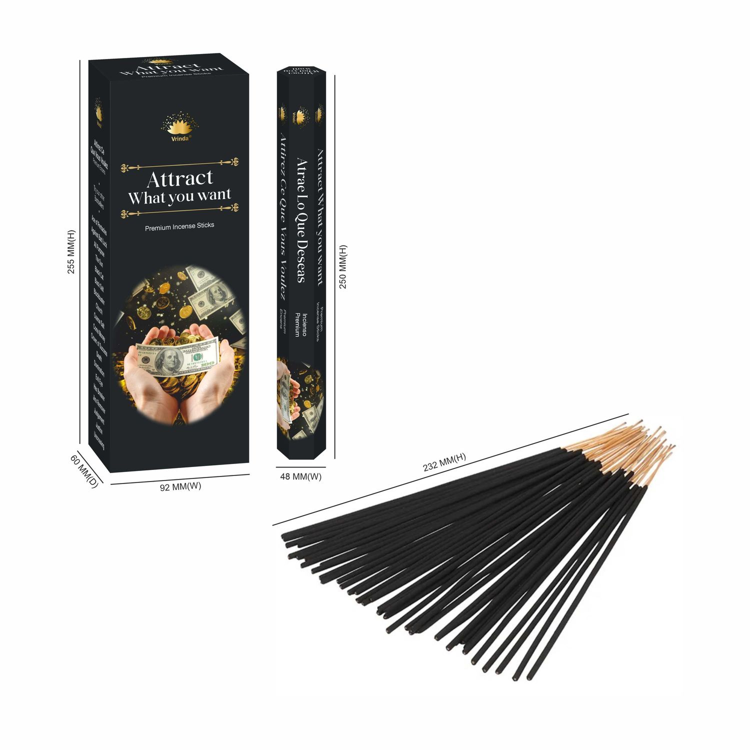 Attract what you Want hexa incense sticks  Vrinda ® Exclusive Incense VD Importers Inc.