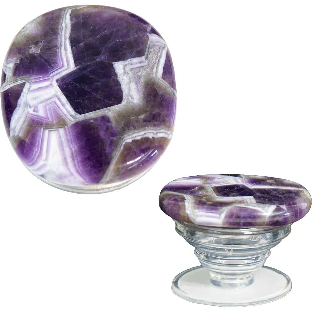 Gemstone Cell Phone Grip Holder - Amethyst Palm Stone