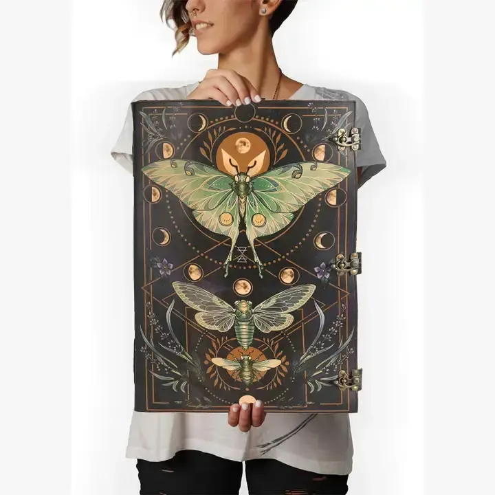 Book of Spell LeatherBound Huge Journal Grimoire Print Diary, Style: Unlined, name: Butterfly