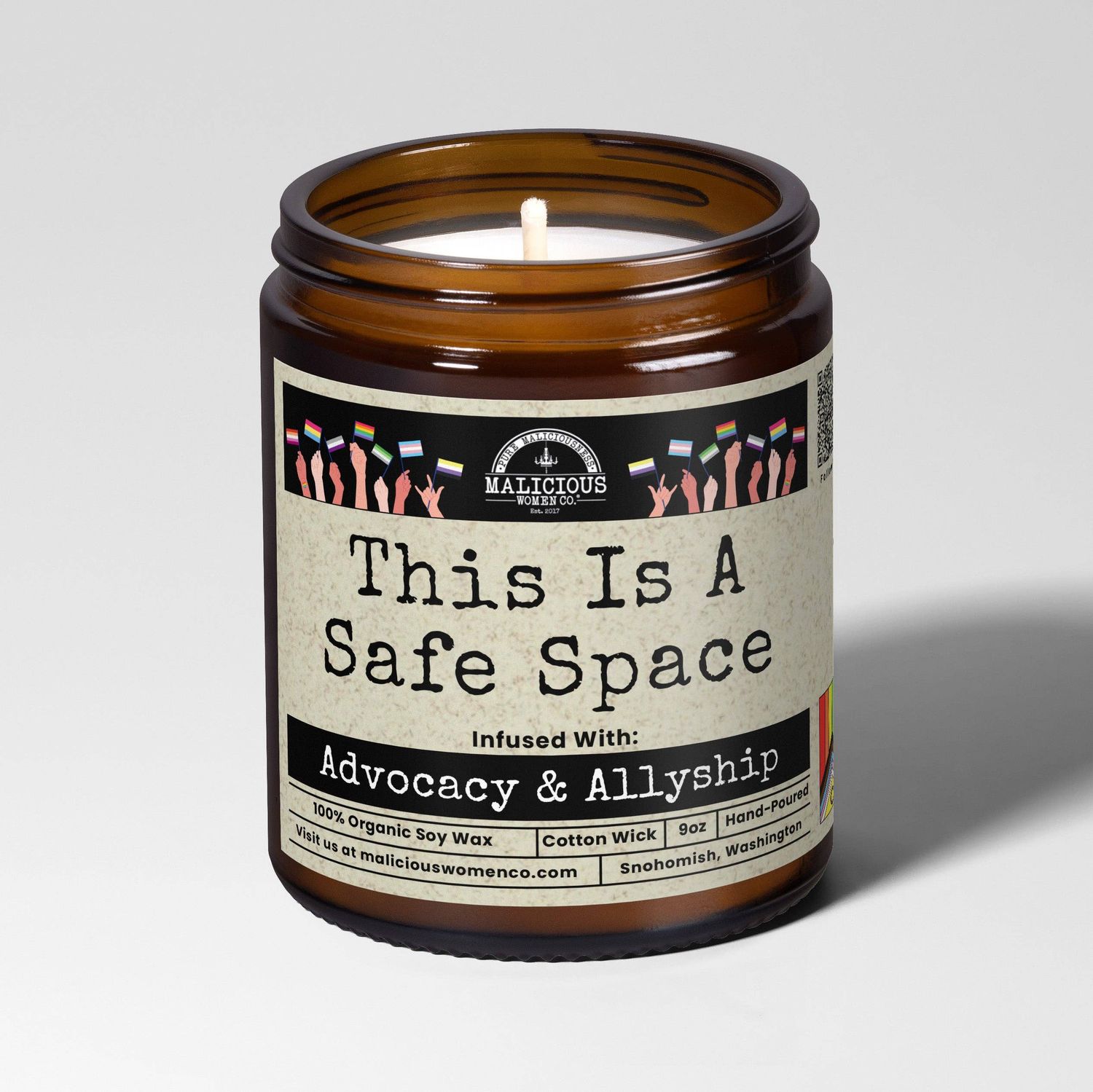 This Is A Safe Space | 9oz Pride Candle | Malicious Women Co.