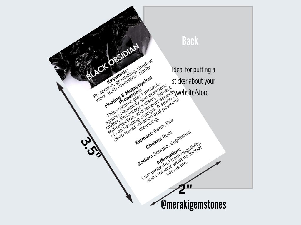 BLACK OBSIDIAN - Metaphysical Gemstone Information Card