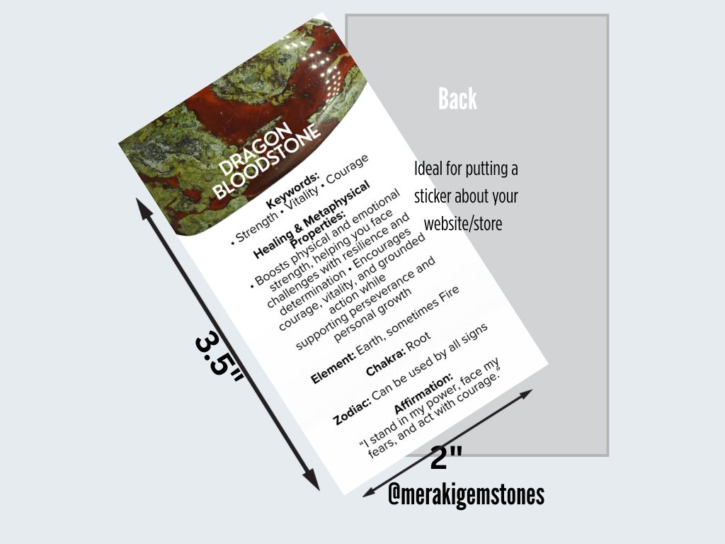 DRAGON BLOODSTONE - Metaphysical Gemstone Information Card