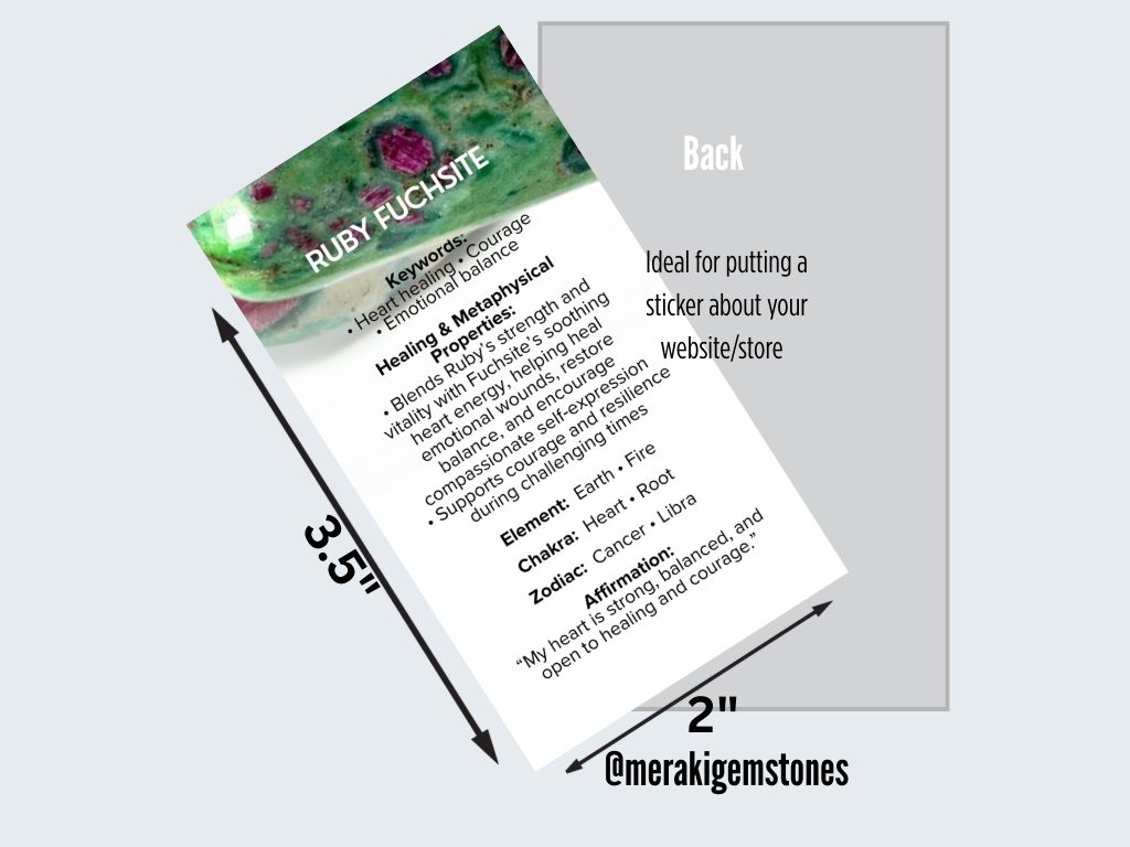 RUBY FUCHSITE - Metaphysical Gemstone Information Card