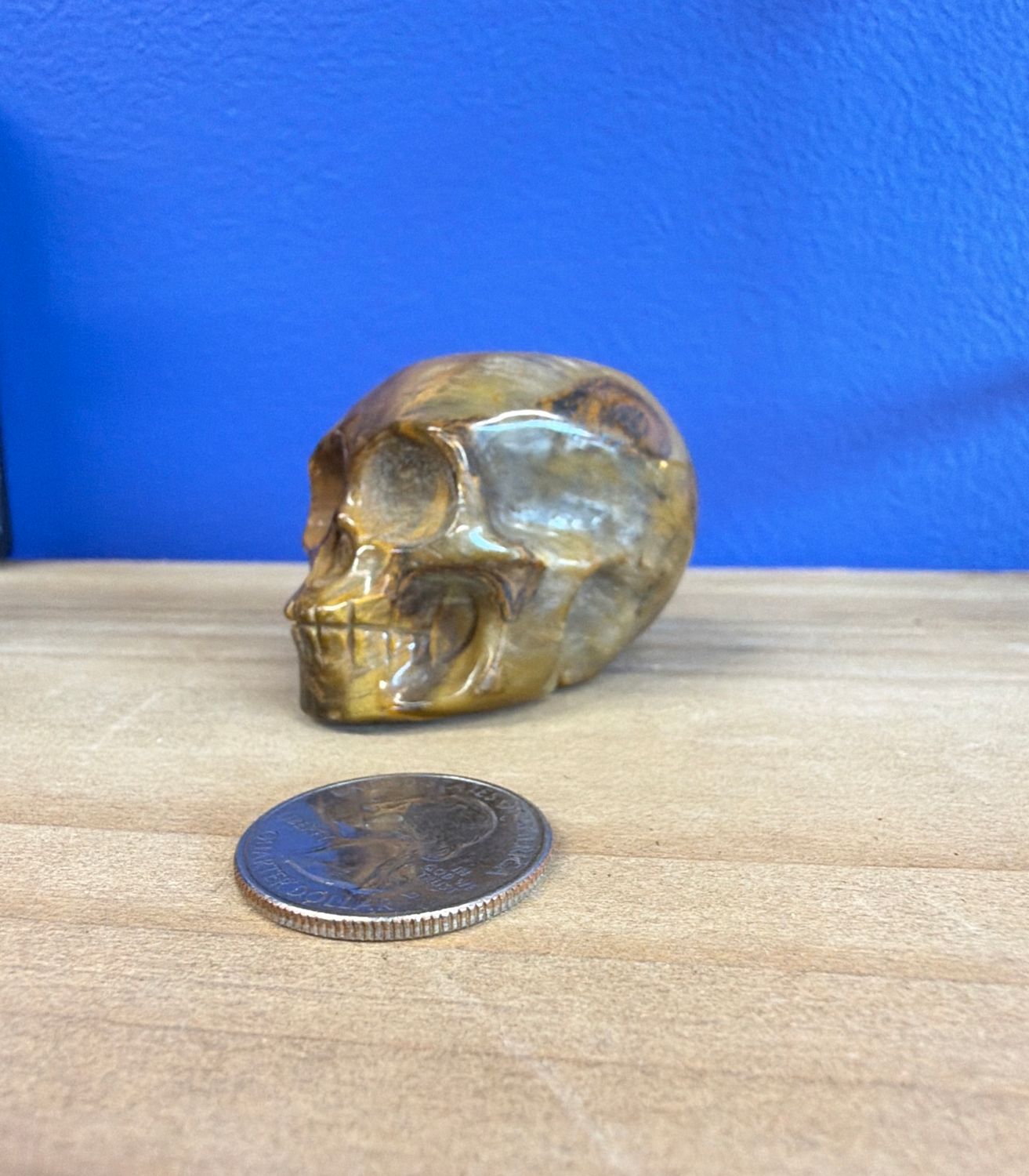 Tiger Eye Skull 1.5”