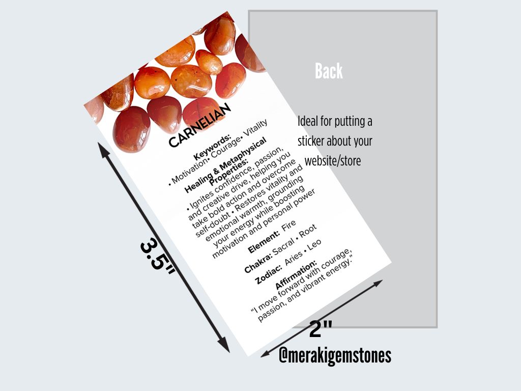 CARNELIAN - Metaphysical Gemstone Information Card