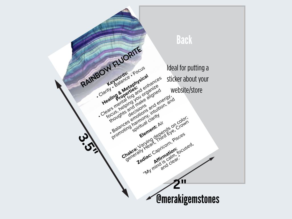 RAINBOW FLUORITE - Metaphysical Gemstone Information Card
