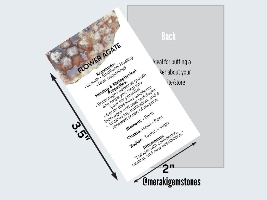 FLOWER AGATE - Metaphysical Gemstone Information Card