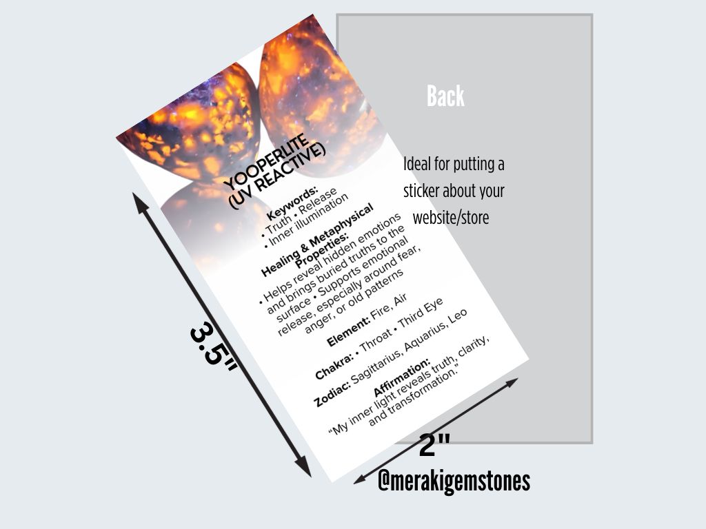 YOOPERLITE - Metaphysical Gemstone Information Card