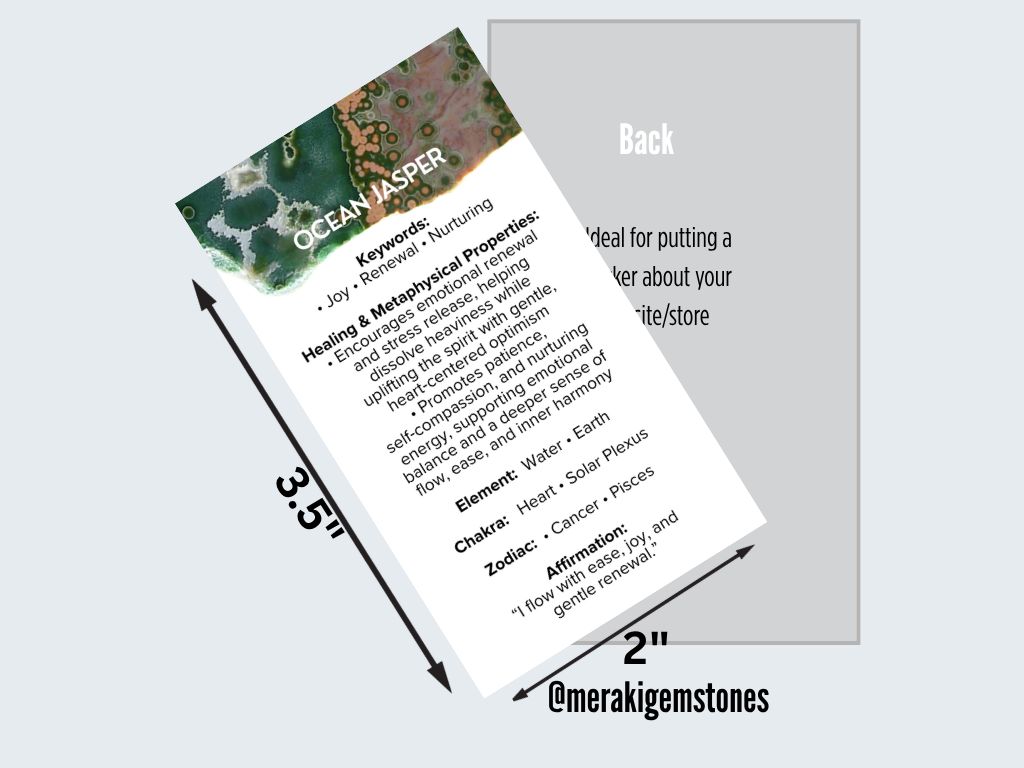 Ocean Jasper - Metaphysical Gemstone Information Card 