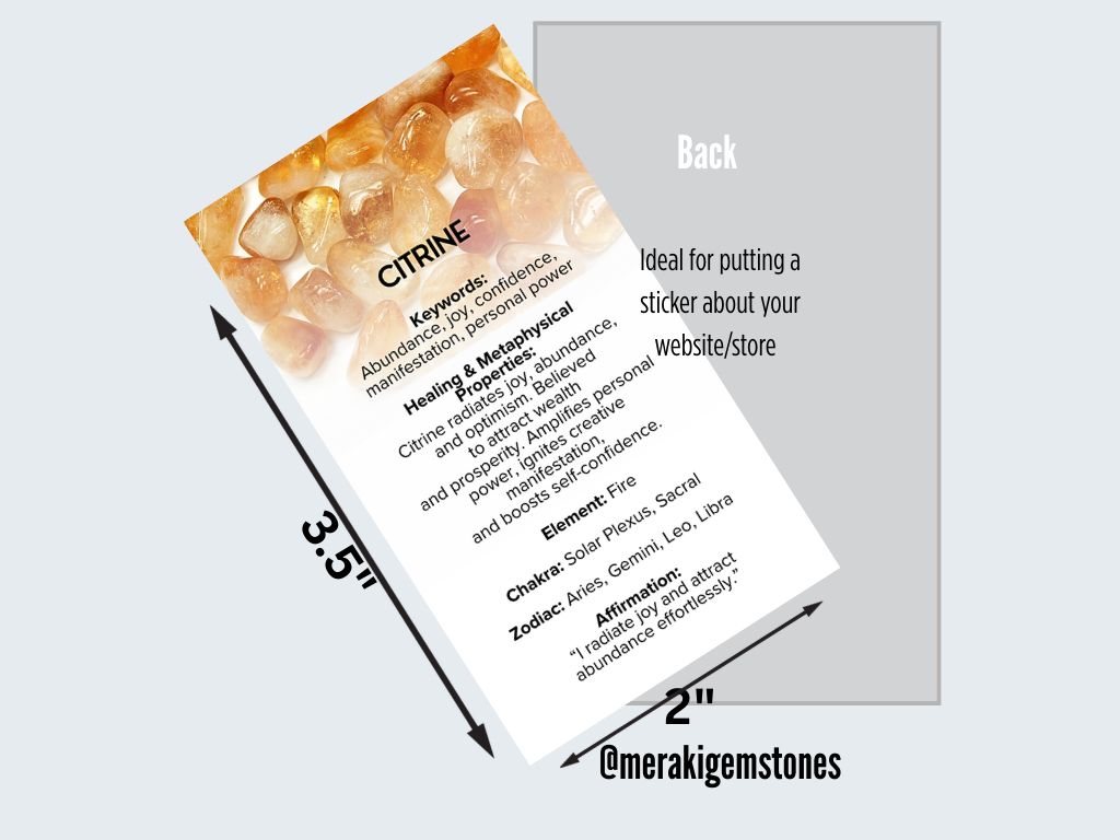 CITRINE - Metaphysical Gemstone Information Card