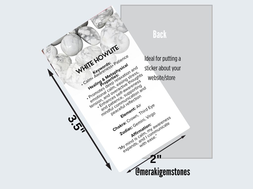 WHITE HOWLITE - Metaphysical Gemstone Information Card
