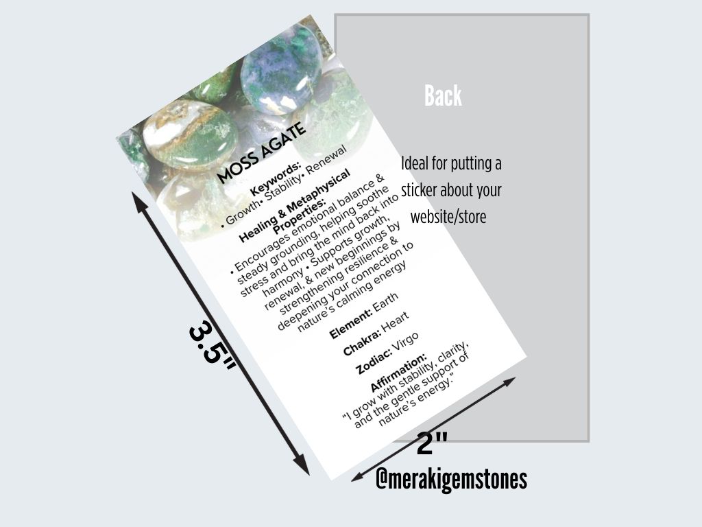 MOSS AGATE - Metaphysical Gemstone Information Card