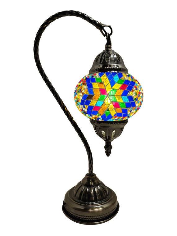 Hanging Mosaic Desk Lamp - Large glass mosaic star in multi
