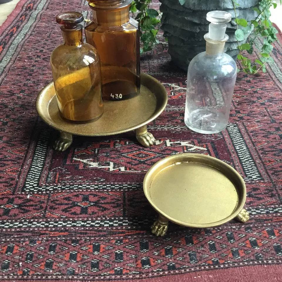 Small Claw Foot Round Dish with Gold Leaf, Size: Small