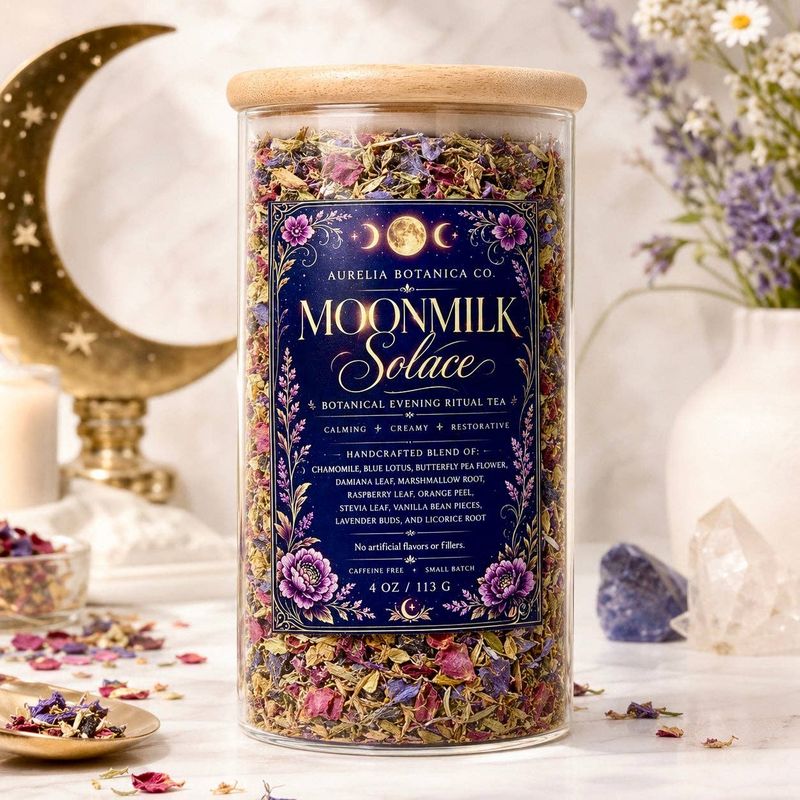 Moon milk Solace Ritual Tea | Blue Lotus &amp; Damiana | Nighttime Euphoria