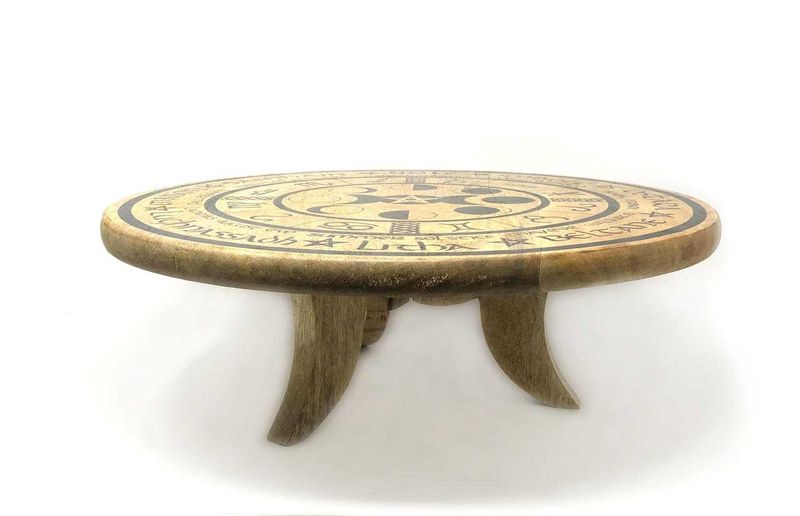 Wooden Altar Table, Phases of Moon approx. 18" diameter, Foldable