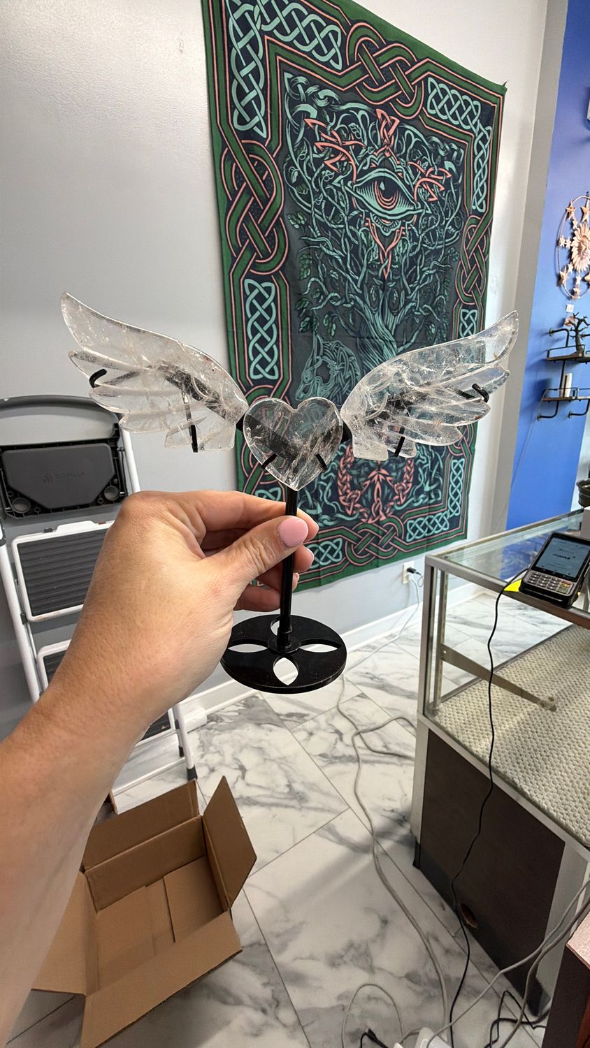 Clear Quartz Flying Heart