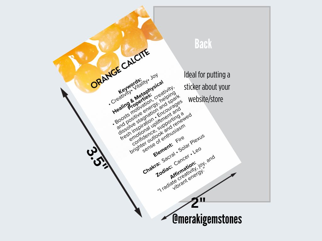 ORANGE CALCITE - Metaphysical Gemstone Information Card