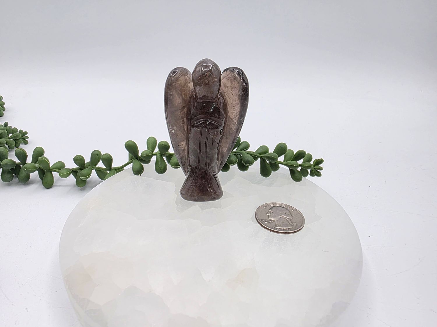 Angel 3" Smoky Quartz Semi-Precious Gemstone Figurine 
