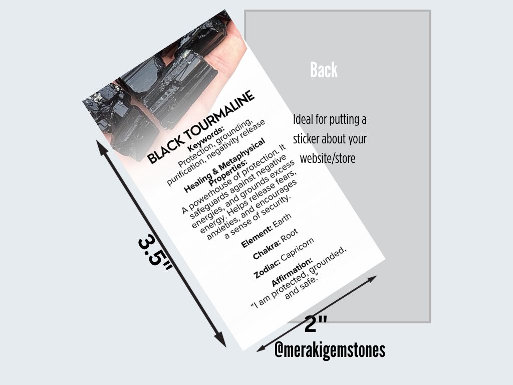 BLACK TOURMALINE - Metaphysical Gemstone Information Card