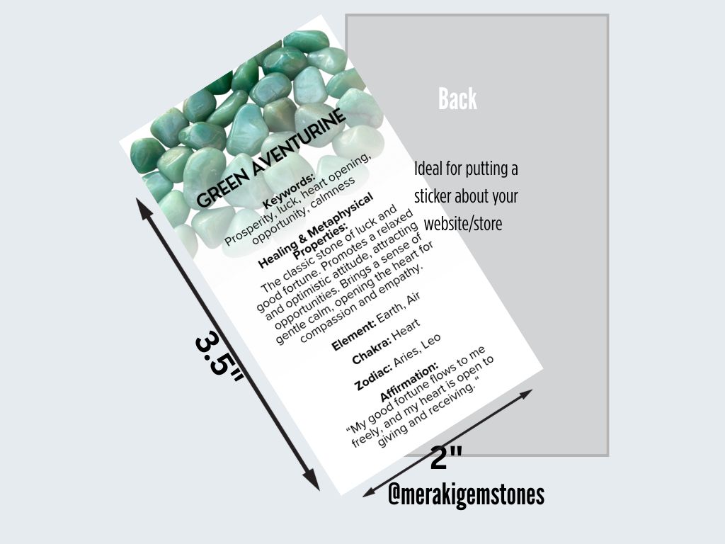 GREEN AVENTURINE - Metaphysical Gemstone Information Card