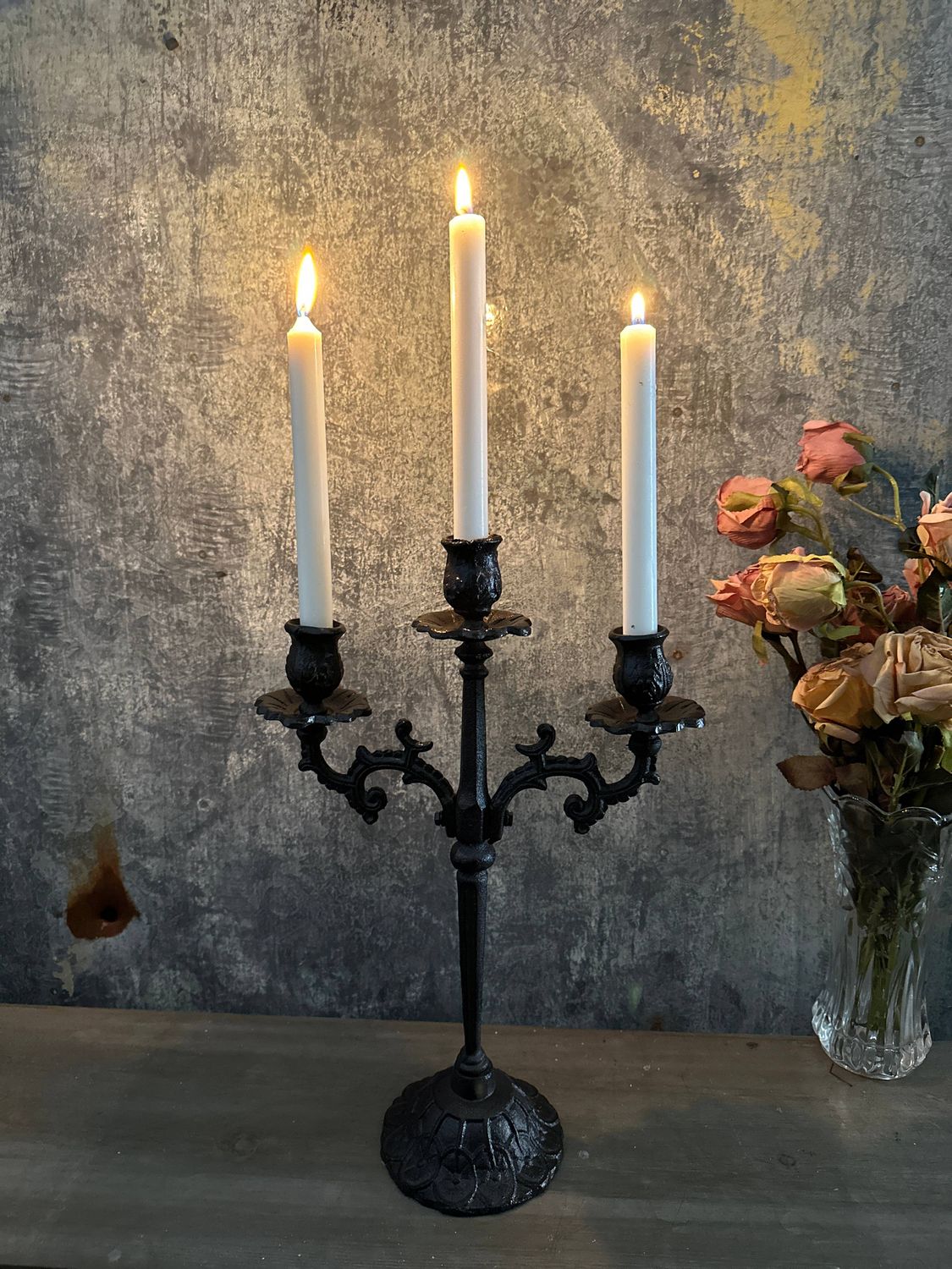 Vintage Style Cast Iron Candle Holder