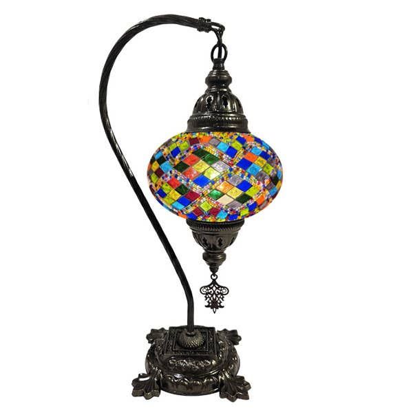 Hanging Mosaic Desk Lamp - Multi color glass mosaic diamond 
