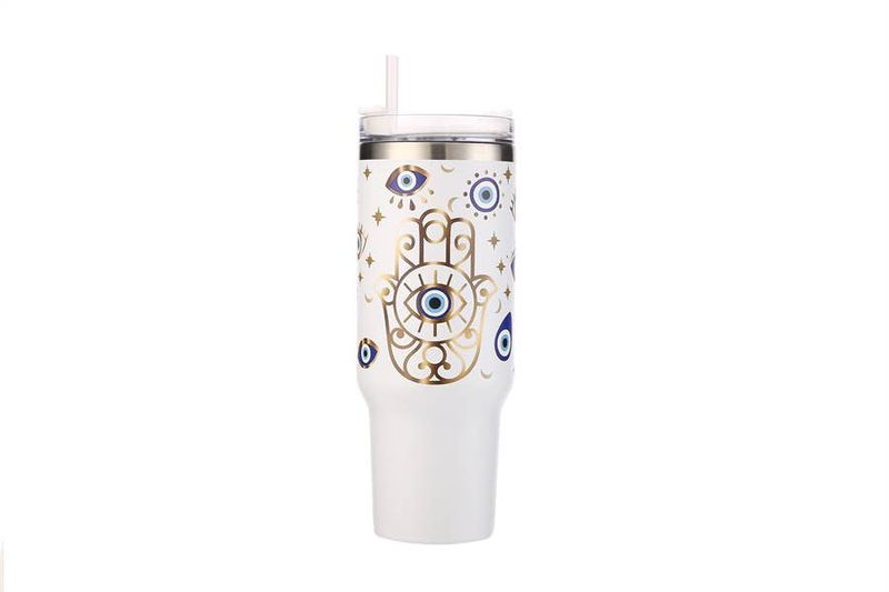 Printed EVIL EYE HAMSA Tumbler with Handle 40oz