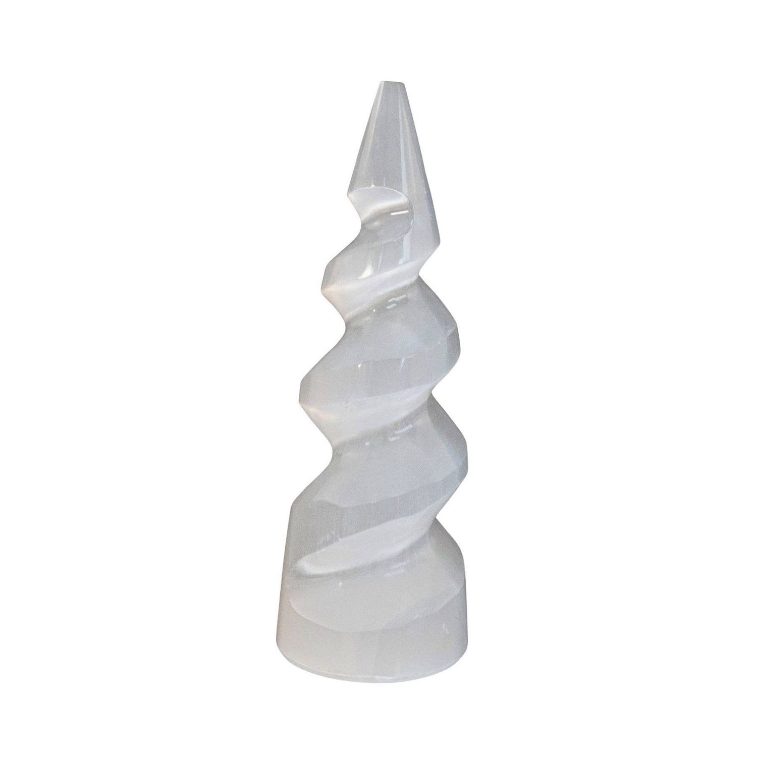 Selenite Corkscrew Tower, Size: 4"