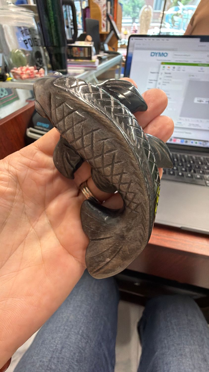Silver Obsidian Koi Fish 4”