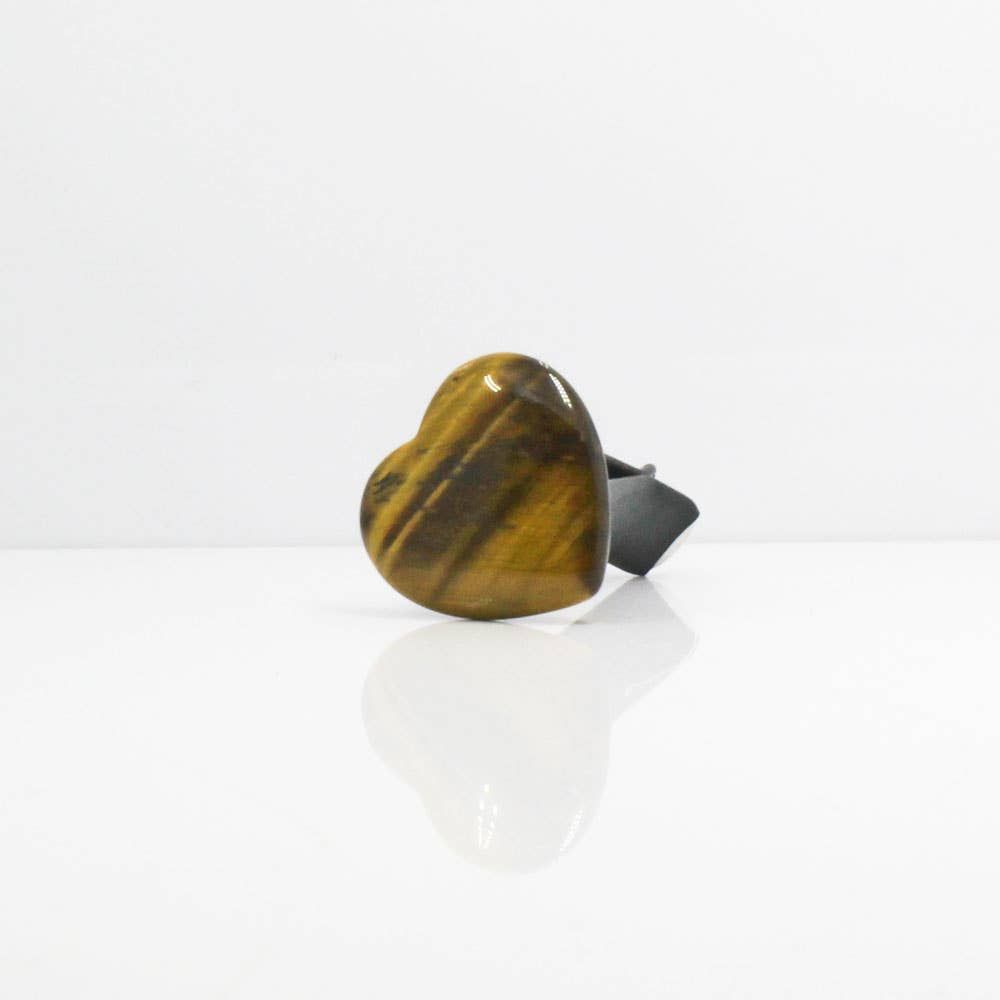 Tiger Eye Heart Gemstone Car Vent Clip 3/4"