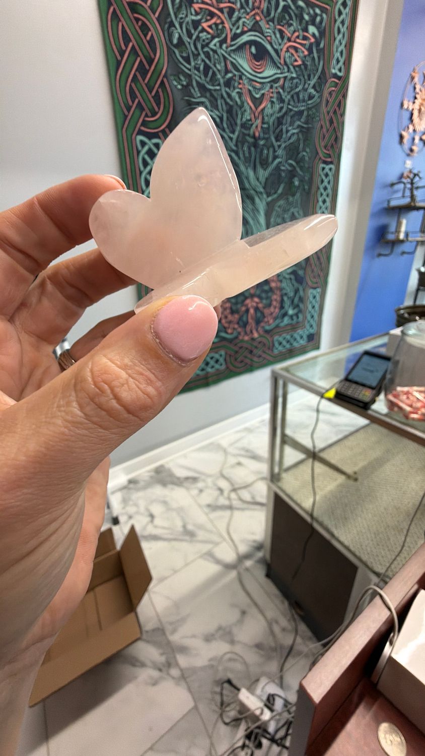 Rose Quartz 3D Butterfly