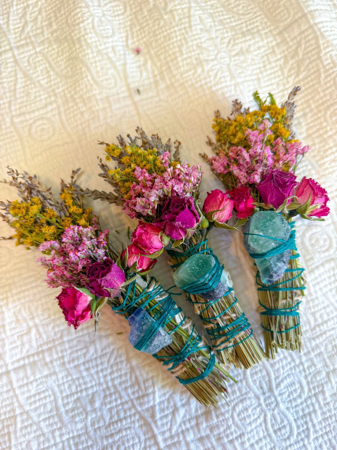 Fluorite Crystal Smudge Stick – Sage and Lavender Blend