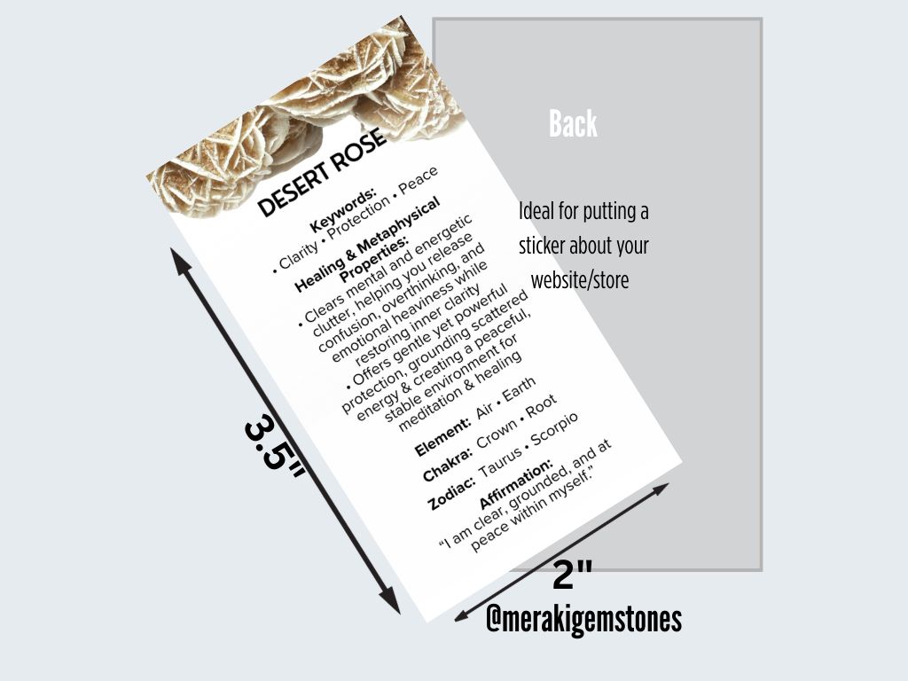 DESERT ROSE Metaphysical Gemstone Information Card