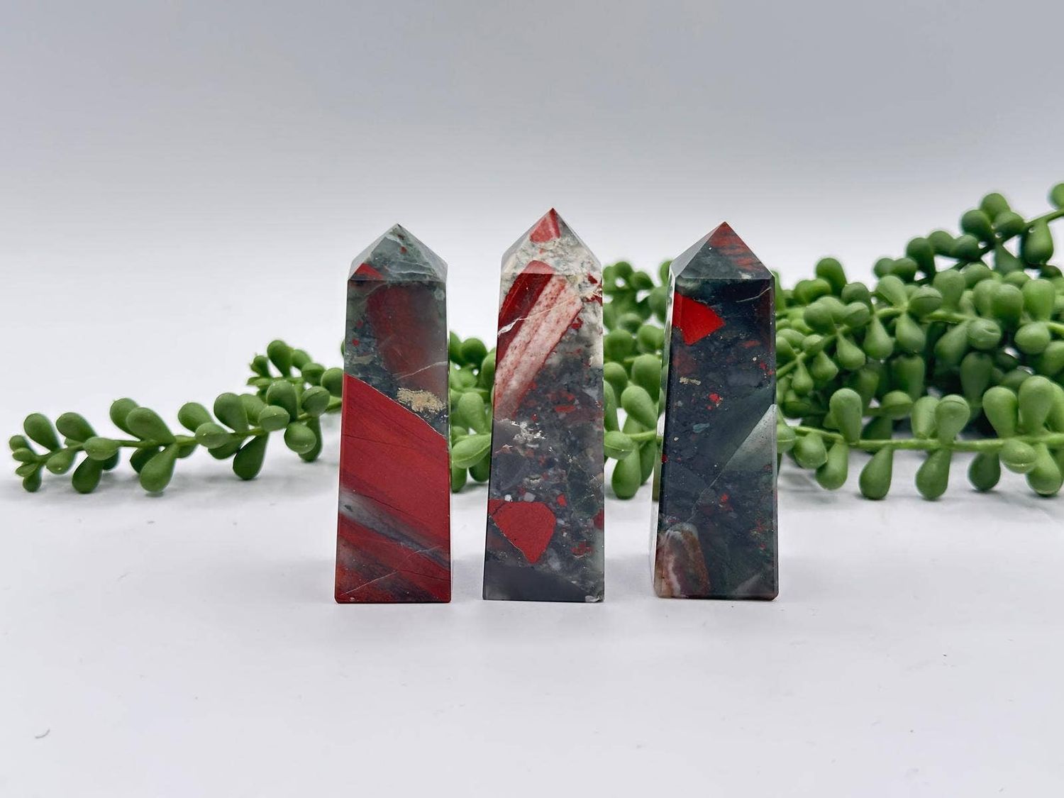 African Bloodstone Tower Obelisk 4 Faceted 7.5CM Aprox