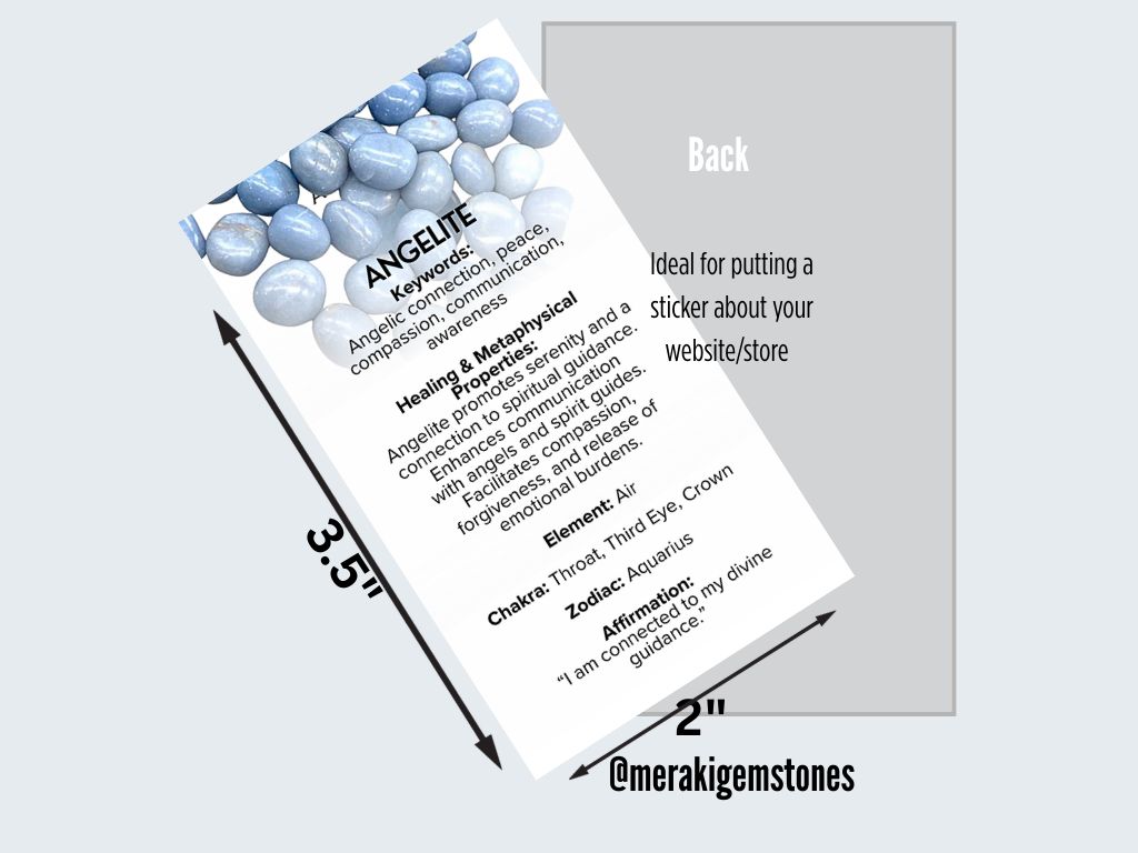 ANGELITE - Metaphysical Gemstone Information Card